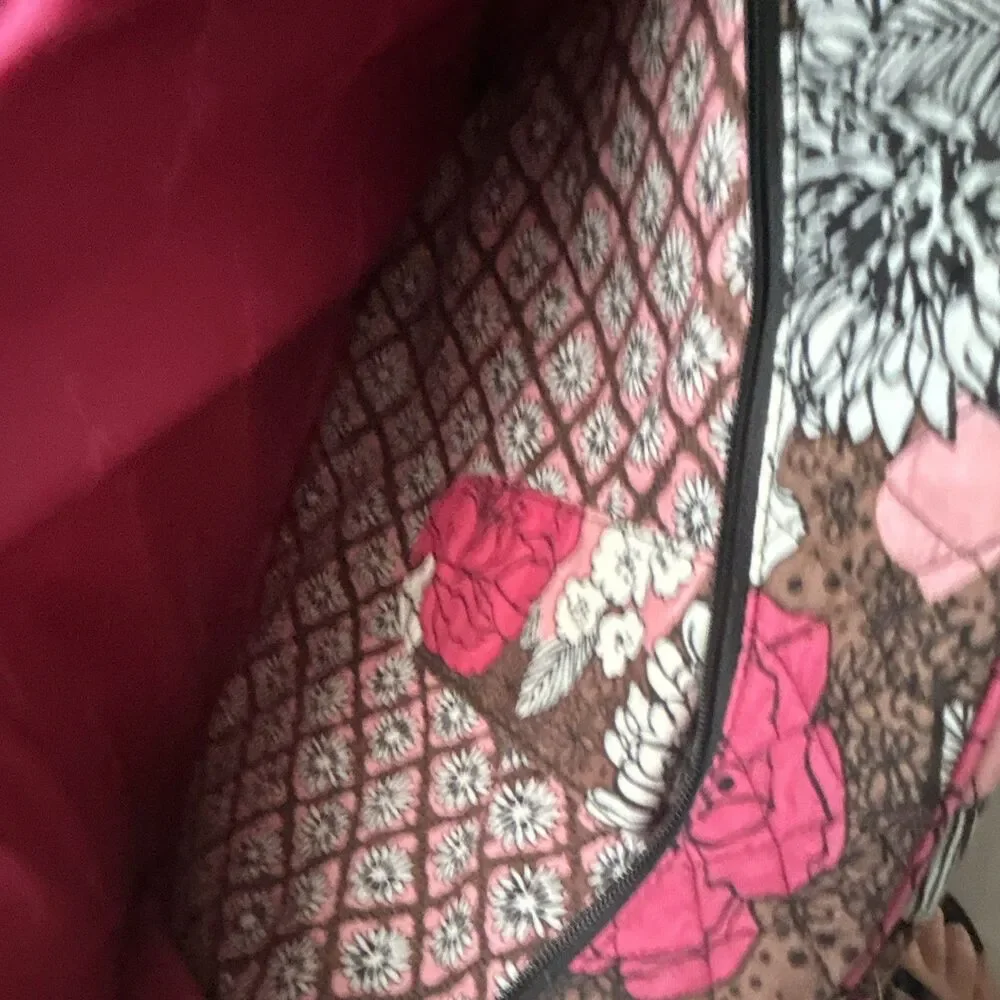 Vera Bradley Floral Pink Brown White computer bag size 15 x 12 x 4 inches